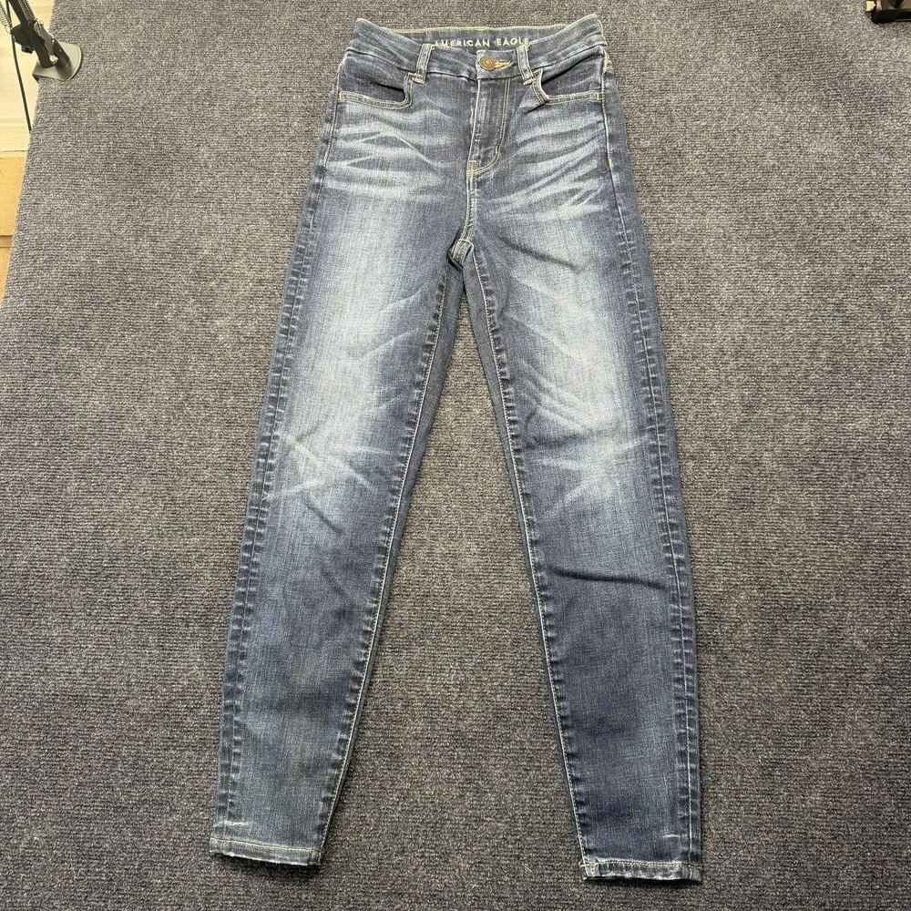 American Eagle Curvy Hi-Rise Jegging Womens 00 Blue Next Level Stretch Denim